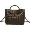 Bottega Veneta Small Andiamo Intrecciato Shoulder Bag In Brown