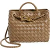 Bottega Veneta Small Leather Andiamo Shoulder Bag In Pinecone/brass
