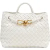 Bottega Veneta Small Andiamo Intrecciato Shoulder Bag In White