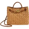Bottega Veneta Small Andiamo Intrecciato Suede Shoulder Bag In Brown