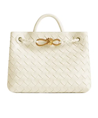 Bottega Veneta Small Andiamo Knitted Pattern Shoulder Bag In White