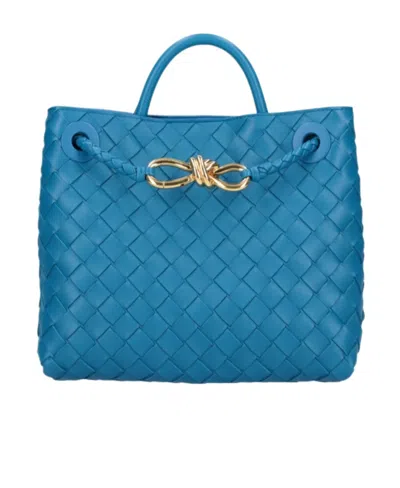 Bottega Veneta Small Andiamo Knitted Shoulder Bag In Blue