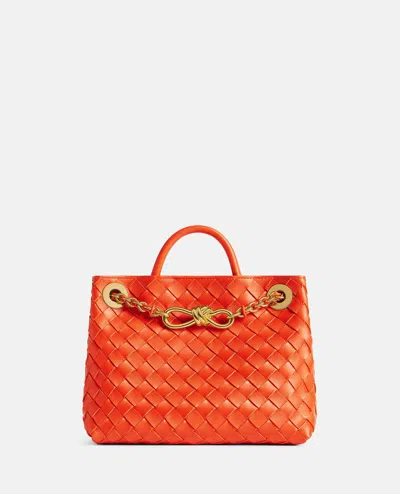 Bottega Veneta Small Andiamo Chain Leather Shoulder Bag In Orange-brass