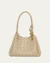 Bottega Veneta Small Andiamo Intrecciato Leather Crossbody Bag In 9614 Ecru-muse Brass