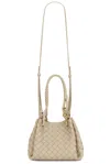 Bottega Veneta Small Andiamo Intrecciato Leather Crossbody Bag In Ecru & Muse Brass