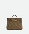 Bottega Veneta Andiamo Intrecciato Small Suede Tote Bag In Pinecone