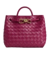 Bottega Veneta Small Lambskin Andiamo Shoulder Bag In Red
