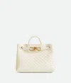 Bottega Veneta White Small Andiamo Bag In Sea Salt