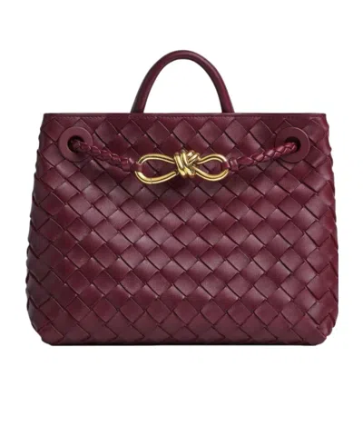 Bottega Veneta Andiamo Small Leather Top-handle Bag In Burgundy