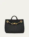 Bottega Veneta Small Andiamo Chain Leather Shoulder Bag In Black Muse Brass