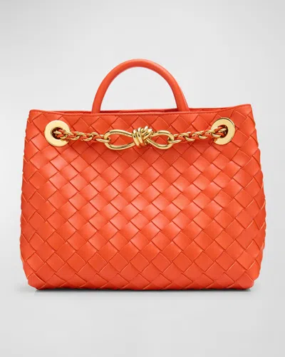 Bottega Veneta Small Andiamo Shoulder Bag With Chain Strap In Orange