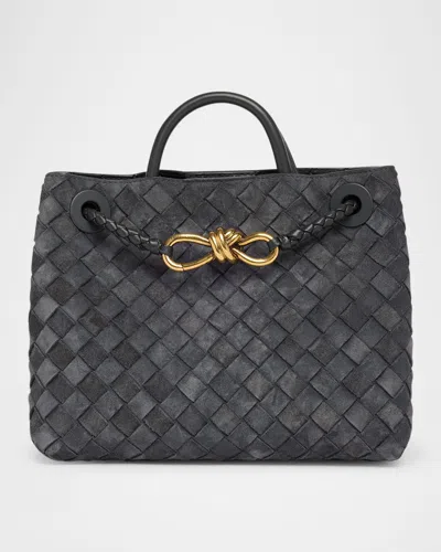 Bottega Veneta Small Andiamo Suede Tote Bag In Gray
