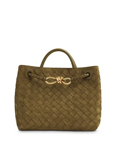 Bottega Veneta Andiamo Intrecciato Small Suede Tote Bag In Pinecone