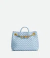 Bottega Veneta Small Andiamo With Chain In Blue