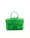 Bottega Veneta Small Arco Fur Tote Bag In Green