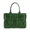 Bottega Veneta Small Arco Intreccio Plisse Tote Bag In Green