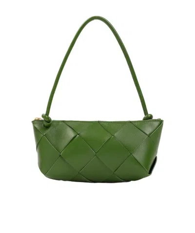 Bottega Veneta Small Arco Knitted Detail Shoulder Bag In Avocado Green