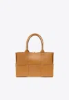 Bottega Veneta Arco Small Intrecciato Leather Tote In Camel