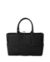 Bottega Veneta Small Acro Tote Bag In Intreccio Grained Leather In Black