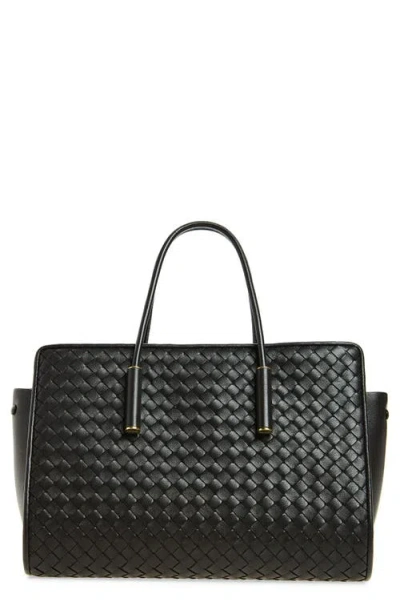 Bottega Veneta Small Barbara Intrecciato Leather Tote In Black