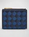 Bottega Veneta Small Bifold Denim Wallet In Blue