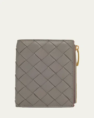 Bottega Veneta Small Bifold Leather Wallet In Gray