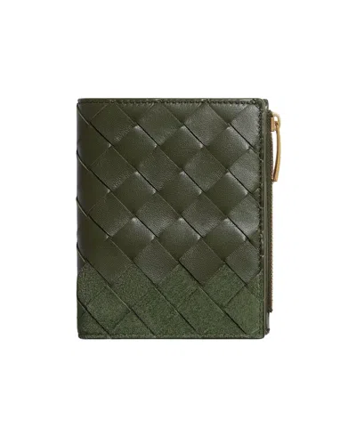 Bottega Veneta Small Bi-fold Wallet In Green