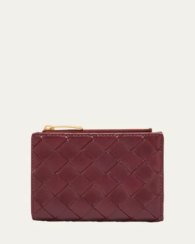 Bottega Veneta Small Bifold Zip Wallet In Burgundy