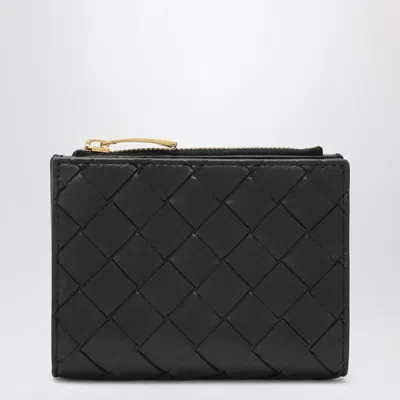 Bottega Veneta Small Black Intrecciato Bi-fold Wallet