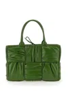 Bottega Veneta Small Arco Intreccio Plisse Tote Bag In Green