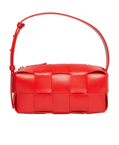 Bottega Veneta Small Brick Cassette Bag In Redstone Gold