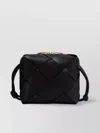 Bottega Veneta Small Camera Bag Woven Strap In Black