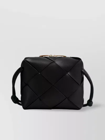 Bottega Veneta Small Camera Bag Woven Strap In Black