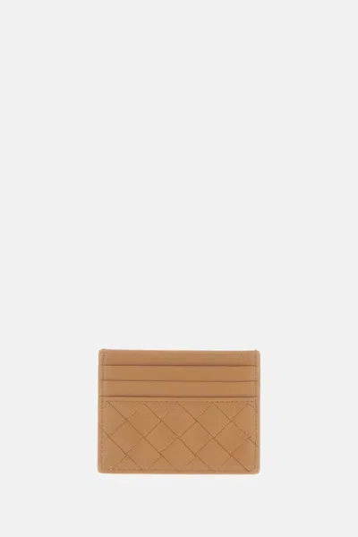Bottega Veneta Small Card Holder Intreccio In Brown