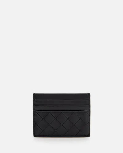 Bottega Veneta Intricately Woven Black Card Holder With Six Slots