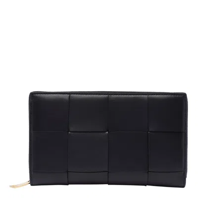 Bottega Veneta Small Cassette Bi-fold Zip Wallet In Black