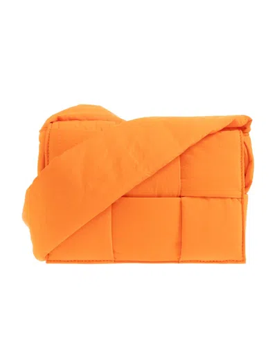 Bottega Veneta Small Cassette Flip Shoulder Bag In Orange
