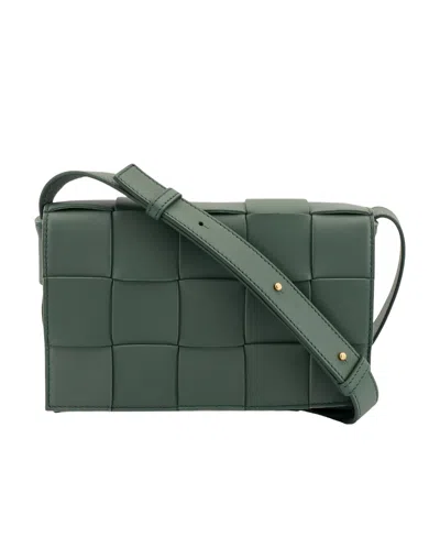 Bottega Veneta Small Cassette Leather Crossbody Bag In Green