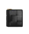 Bottega Veneta Small Cassette Compact Zip Around Wallet In Black