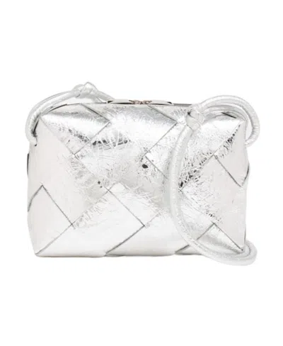 Bottega Veneta Small Cassette Logo Shoulder Bag In White