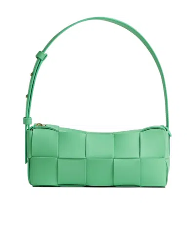Bottega Veneta Small Cassette Shoulder Bag In Green