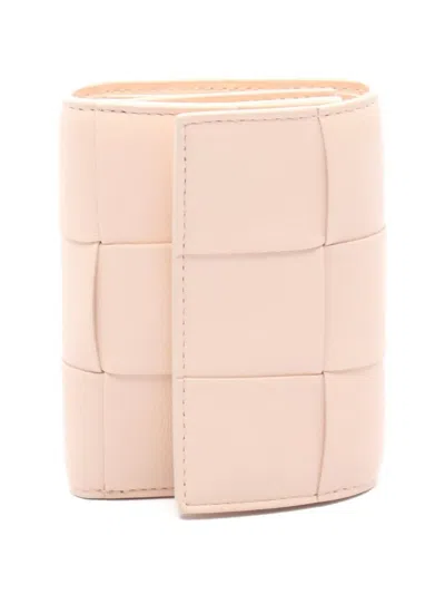 Pre-owned Bottega Veneta Small Cassette Tri-fold Wallet In Pink
