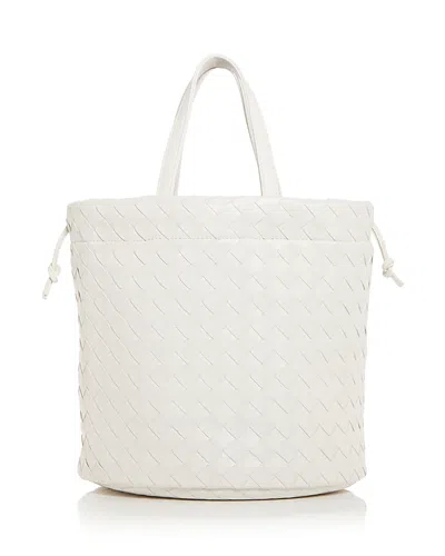 Bottega Veneta Women's Small Intrecciato Leather Bucket Bag In White