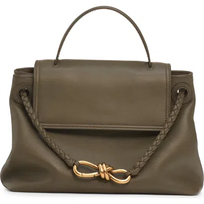 Bottega Veneta Small Ciao Ciao Knot Detail Leather Top Handle Bag In Green