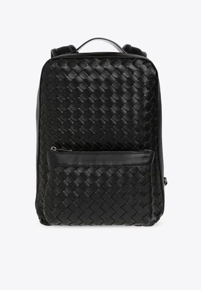 Bottega Veneta Small Classic Hidrology Intrecciato Backpack In Dark Green