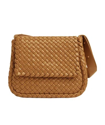 Bottega Veneta Small Cobble Woven Flip Shoulder Bag In Brown