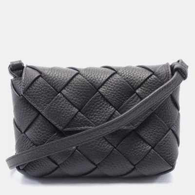 Pre-owned Bottega Veneta Small Diago Shoulder Bag Leather Black