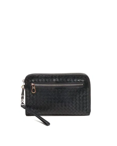 Bottega Veneta Small Document Case With Wristlet In Black