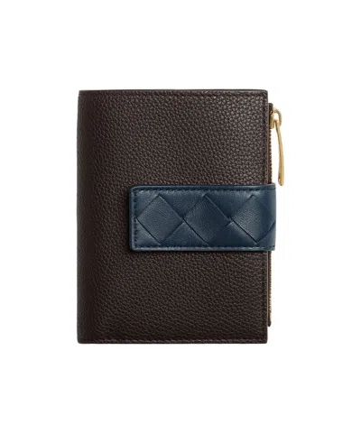 Bottega Veneta Small Double Fold Wallet In Black