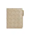 Bottega Veneta Small Double Folding Wallet In Nude